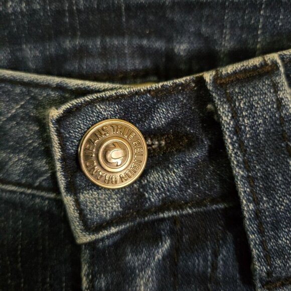 True Religion Billy Studded Rhinestone Flap Pocket Y2K Distressed Jeans Size 31 - Picture 9 of 15